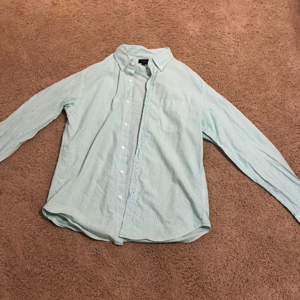 Blue and green checkered J. Crew button down. Worn twice. Size medium.